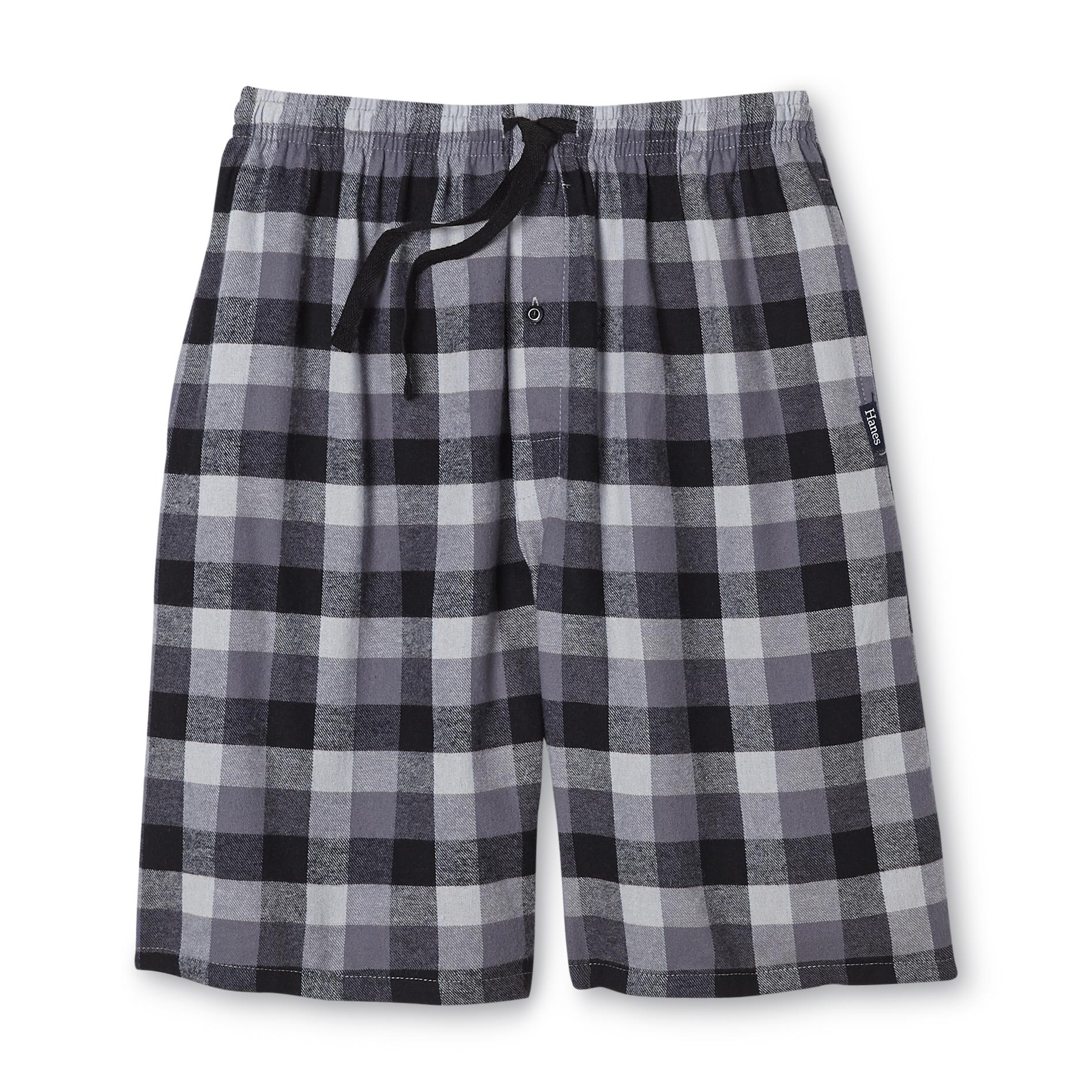 Hanes Men's Flannel Pajama Shorts Checkered