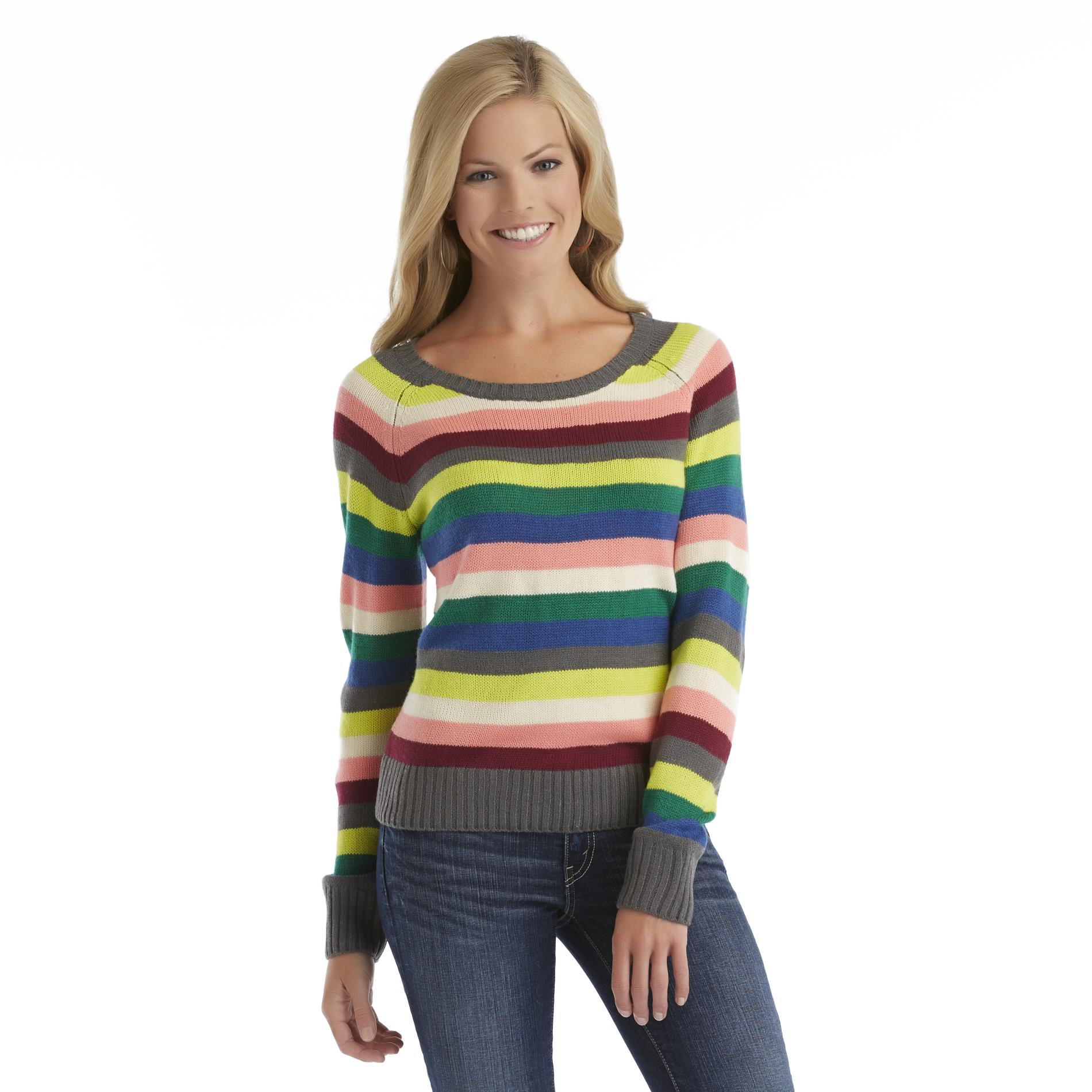 Route 66 Women's Knit Sweater - Rainbow Striped
