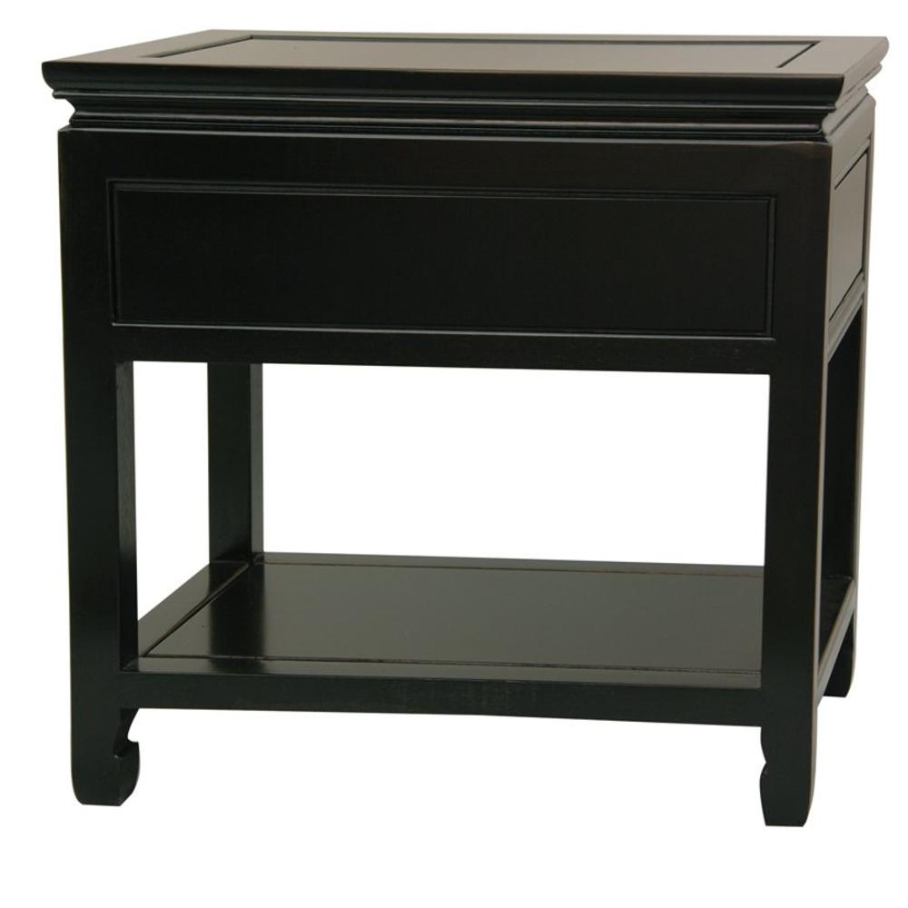 Oriental Furniture Rosewood Bedside Table - Antique Black
