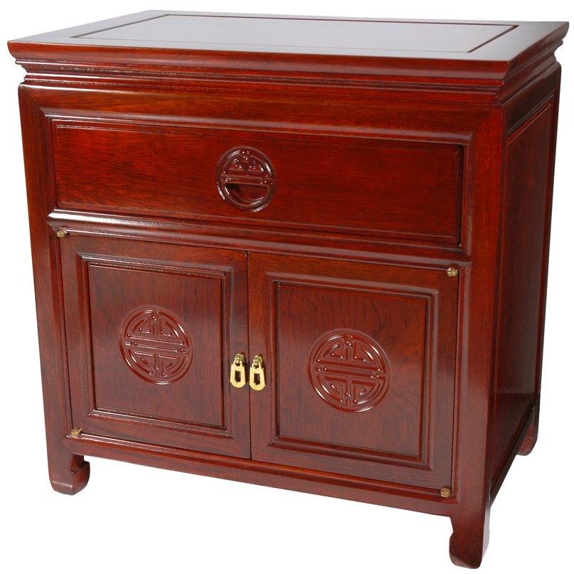 Oriental Furniture Bedside Cabinet - Cherry
