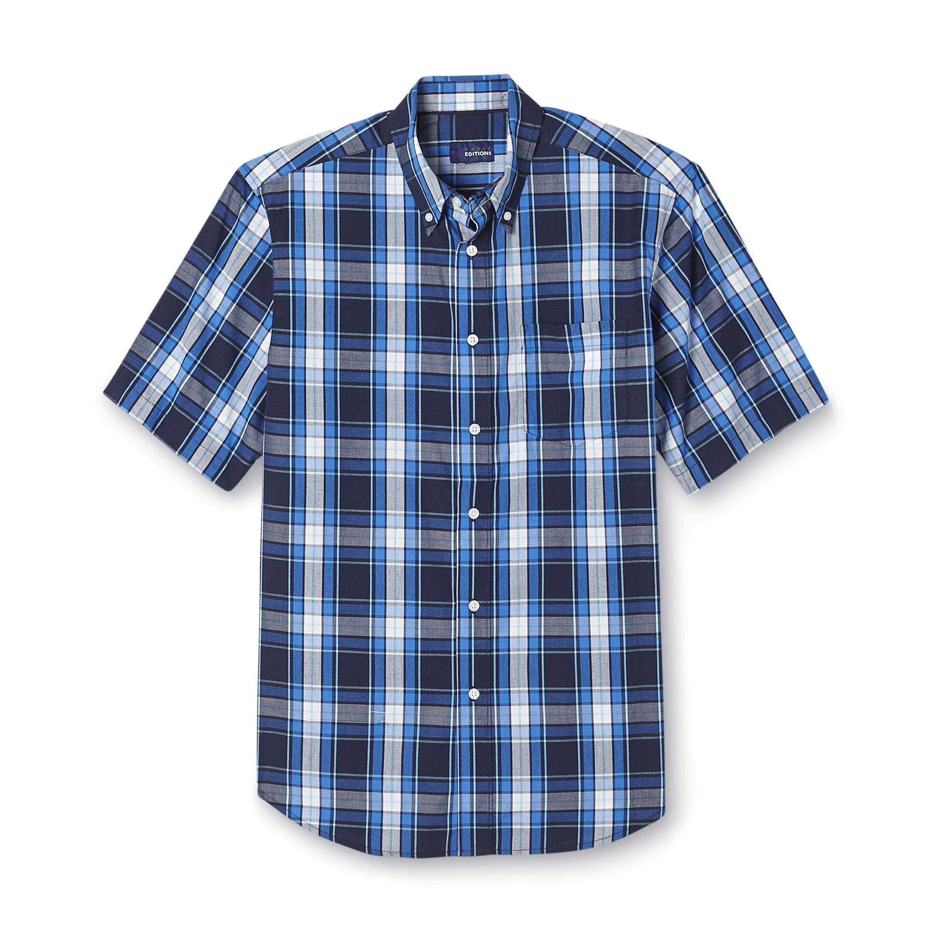 Basic Editions Men's Big & Tall Easy Care Woven Shirt - Plaid