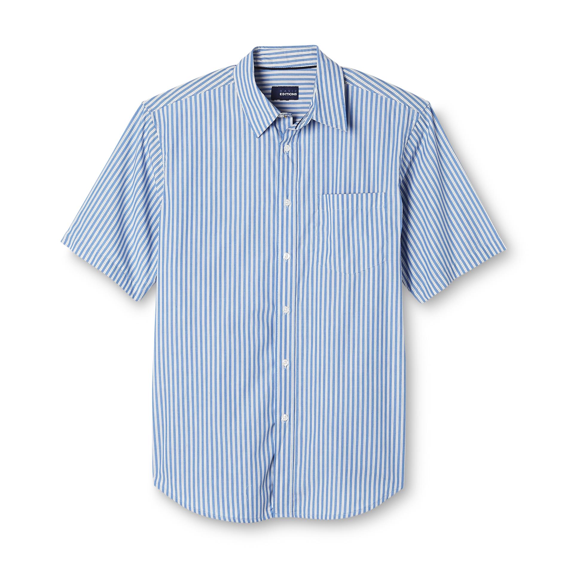 Basic Editions Men's Big & Tall Easy Care Woven Shirt - Striped