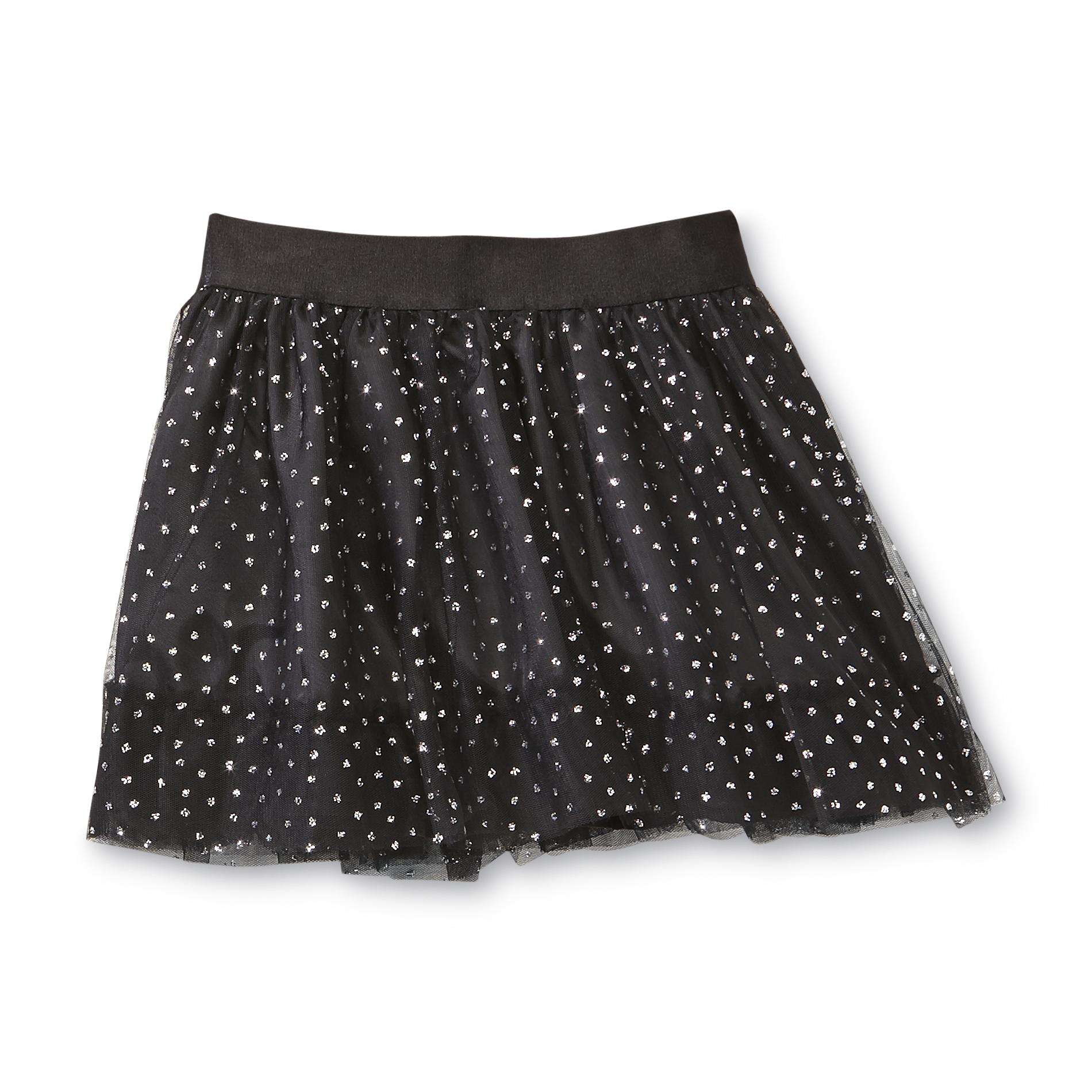 Basic Editions Girl's Mesh Scooter Skirt Glitter