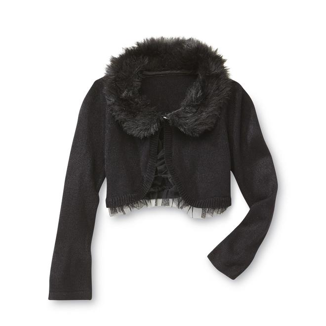 Holiday Editions Infant & Toddler Girl's Shrug Sweater Faux Fur Collar