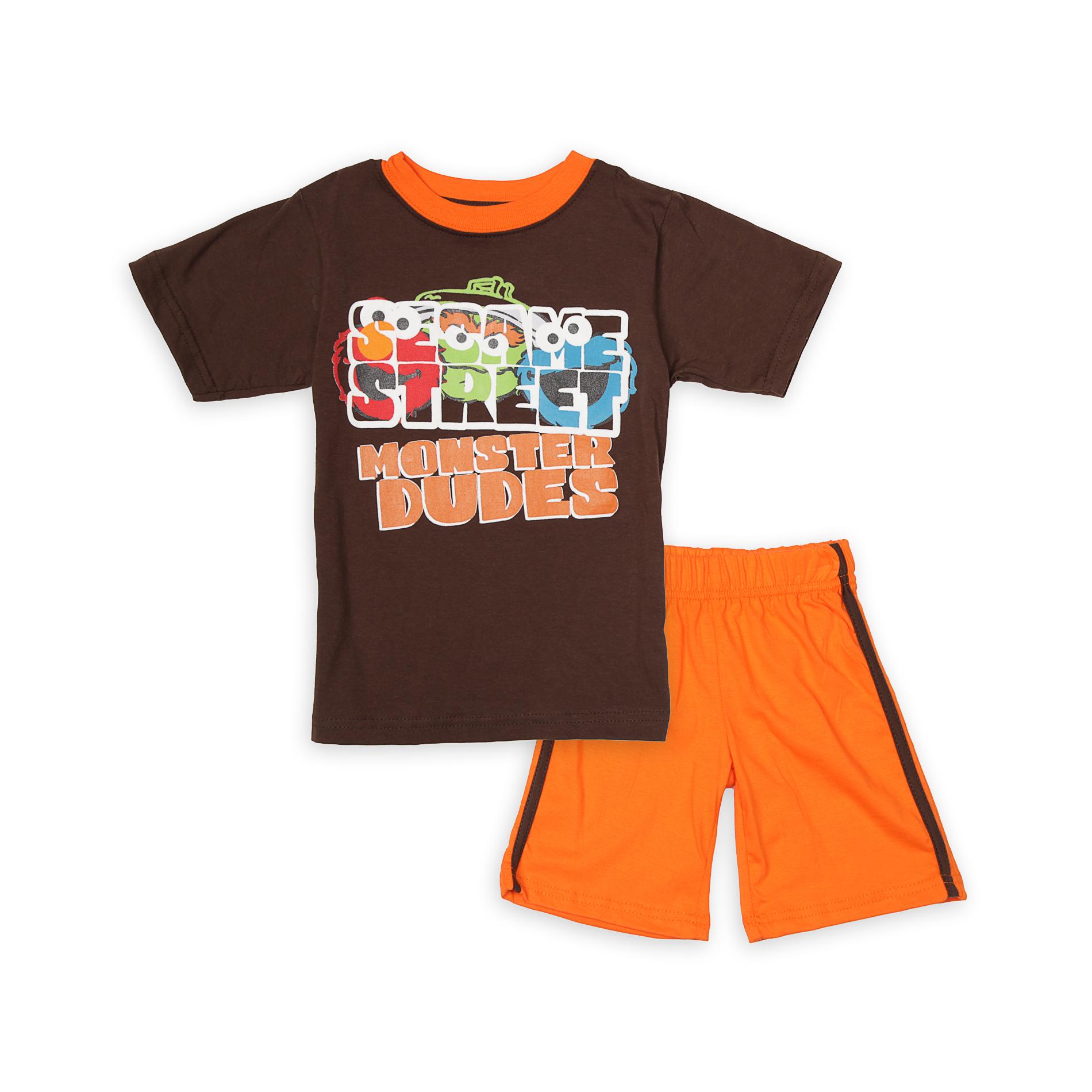 Sesame Street Toddler Boy's T-Shirt & Shorts - Monster Dudes