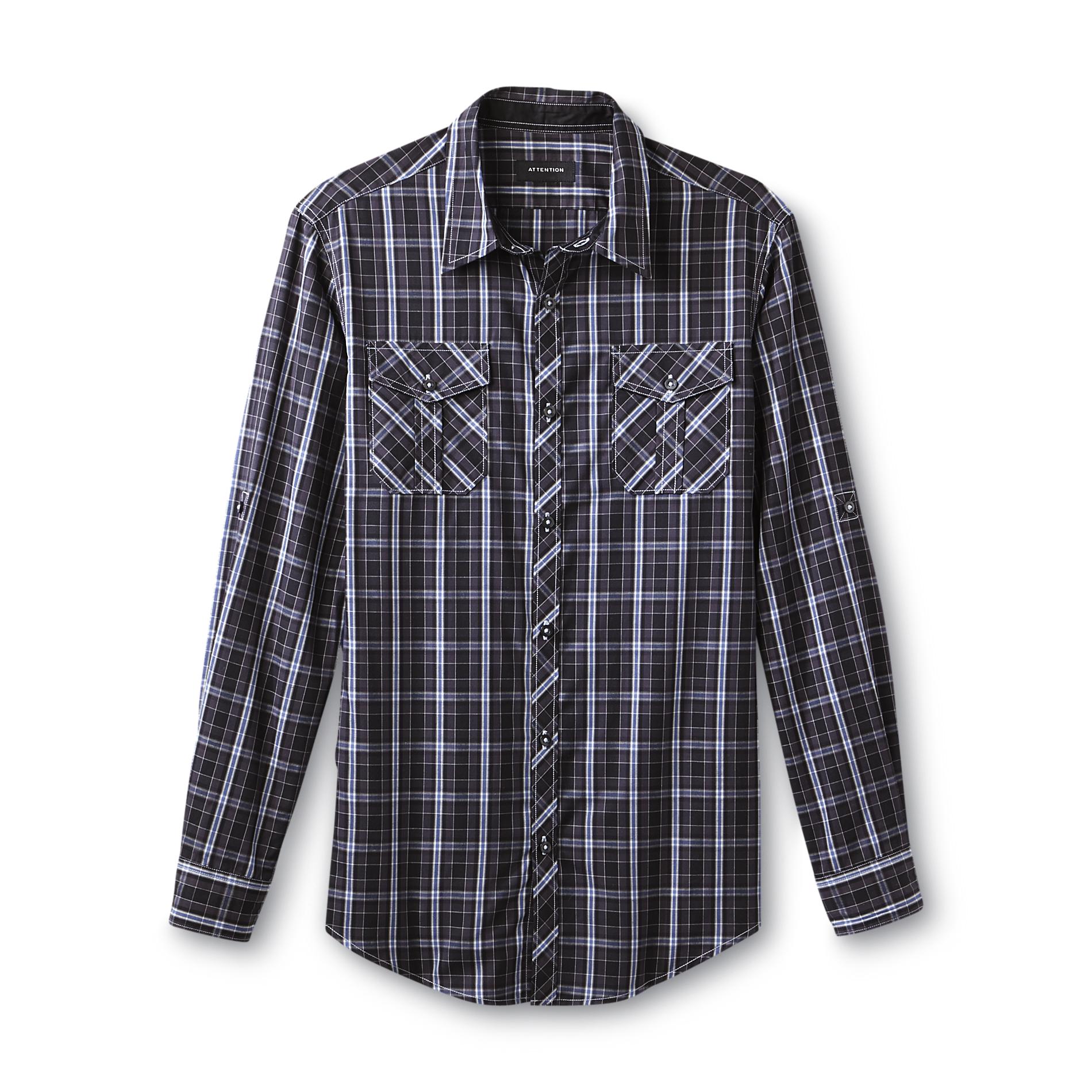 Attention Men's Collared Long-Sleeve Shirt