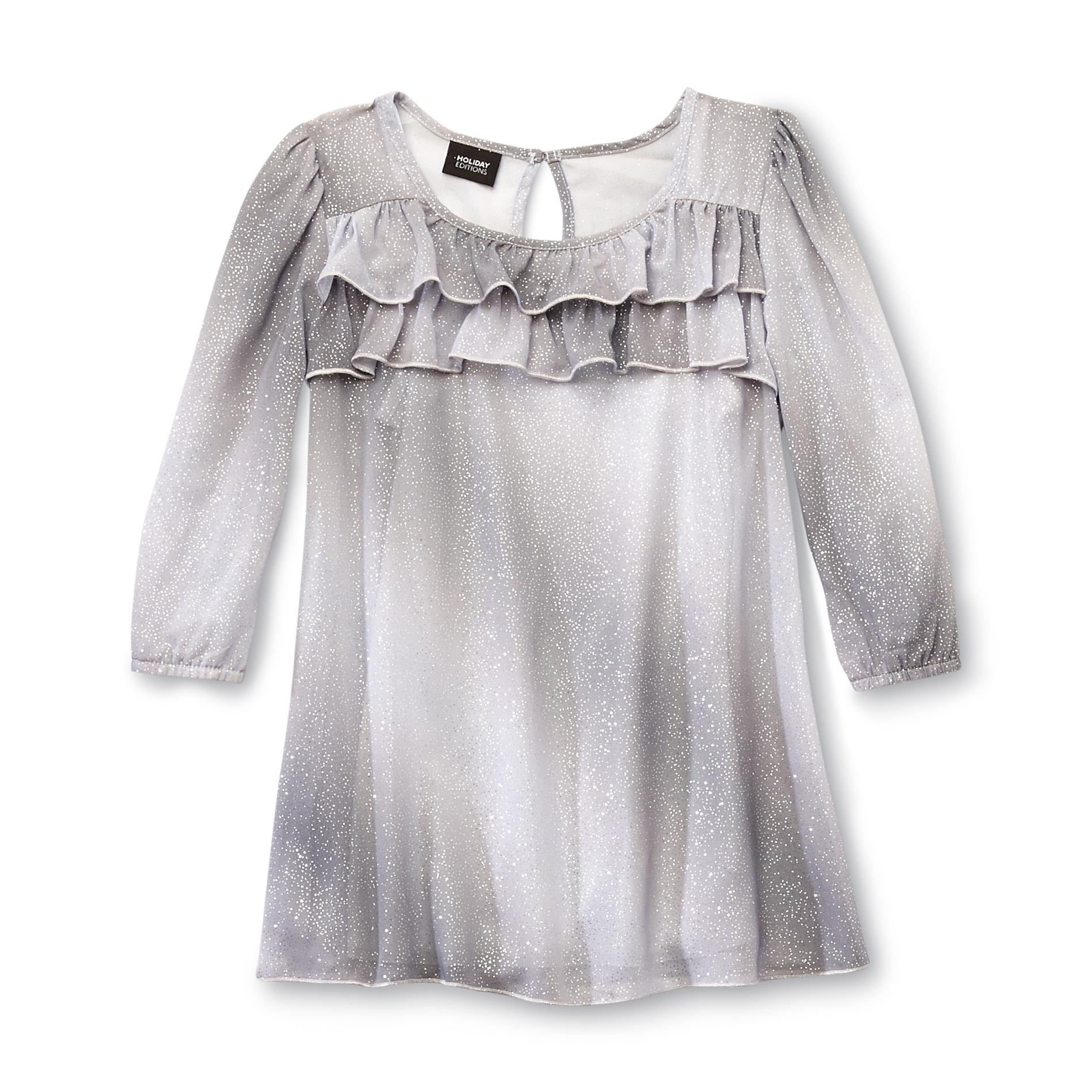 Holiday Editions Girl's Ombre Blouse - Glitter