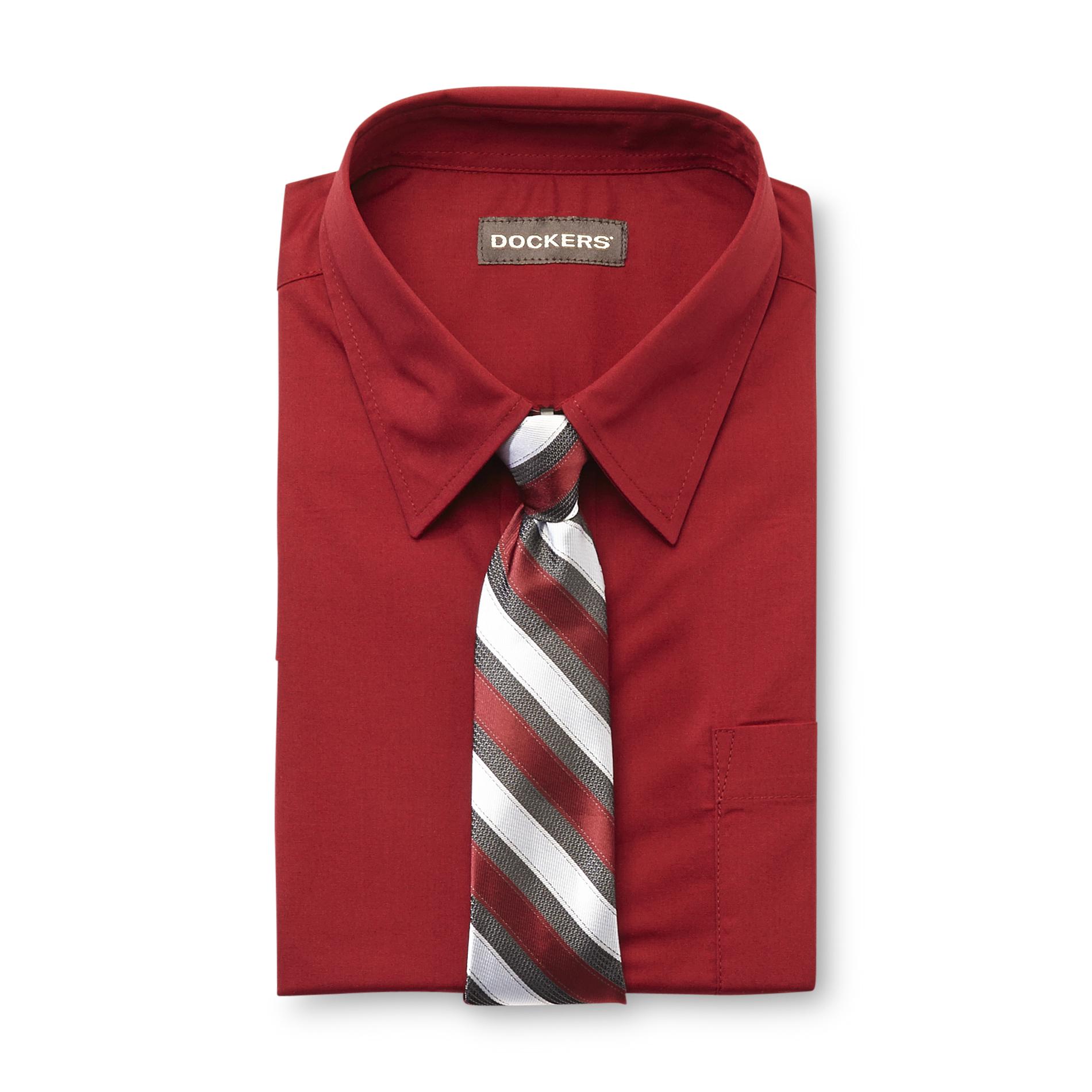 Dockers Boy's Dress Shirt & Tie - Striped