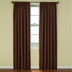 Eclipse Curtains Eclipse Gum ECLIPSE Kendall Modern Blackout Thermal Rod Pocket Window Curtain for Bedroom or Living Room (1 Panel), 42 x 95, Chocolate