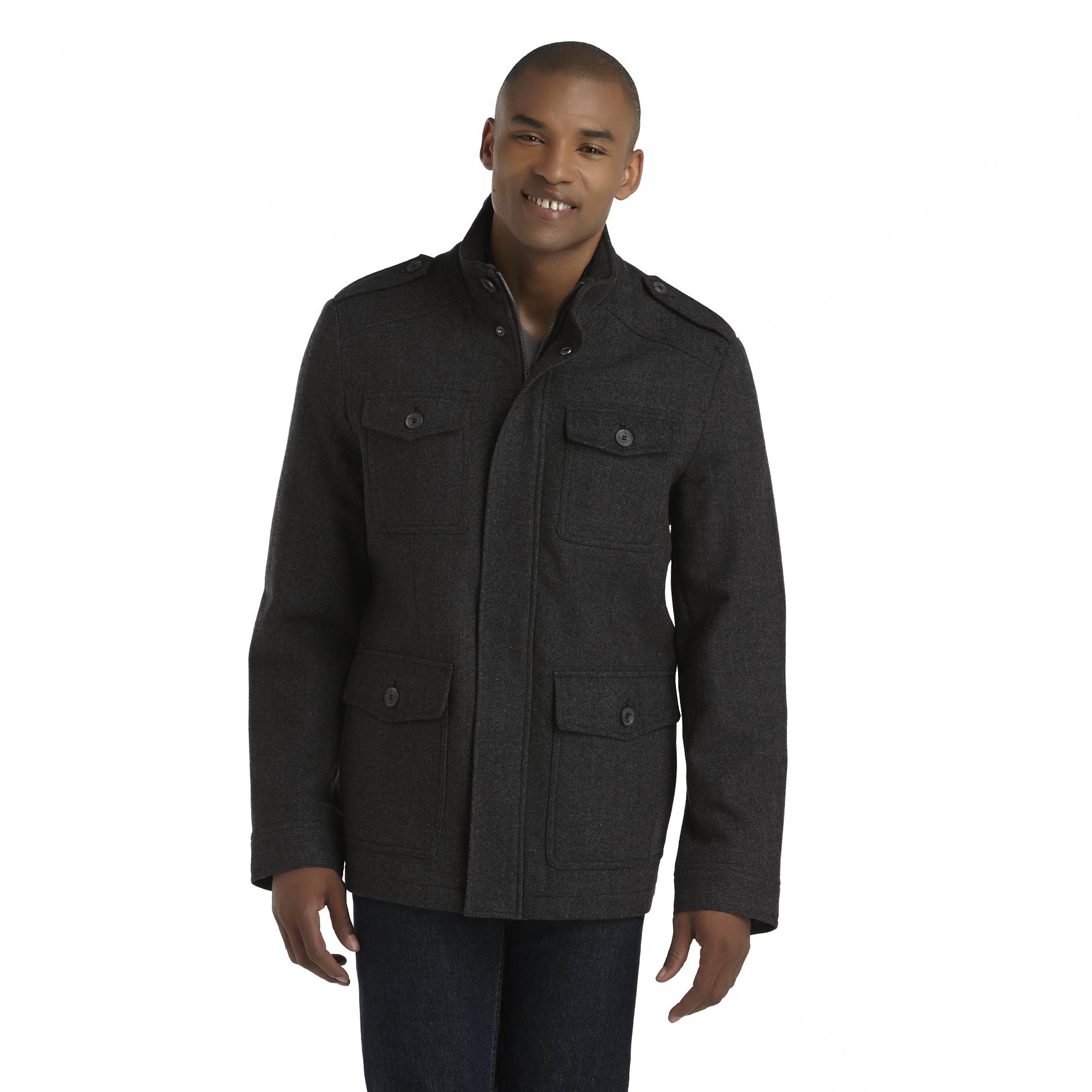 Dockers Men's Zip Front Winter Jacket - Military Style & Wool