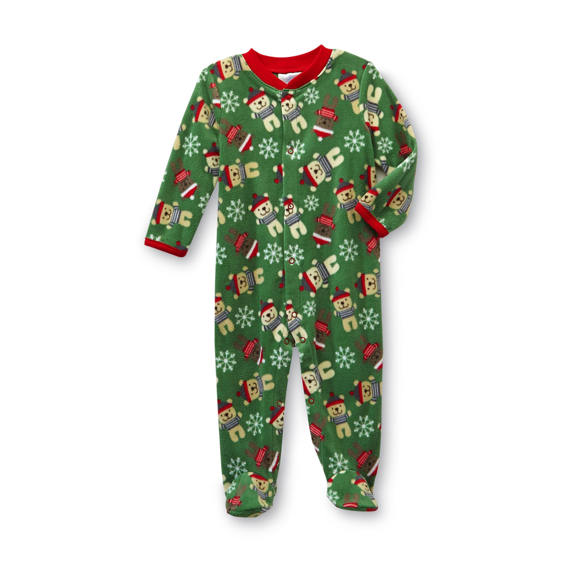 Small Wonders Infant Boy's Fleece Christmas Sleeper - Teddy Bears & Snowflakes