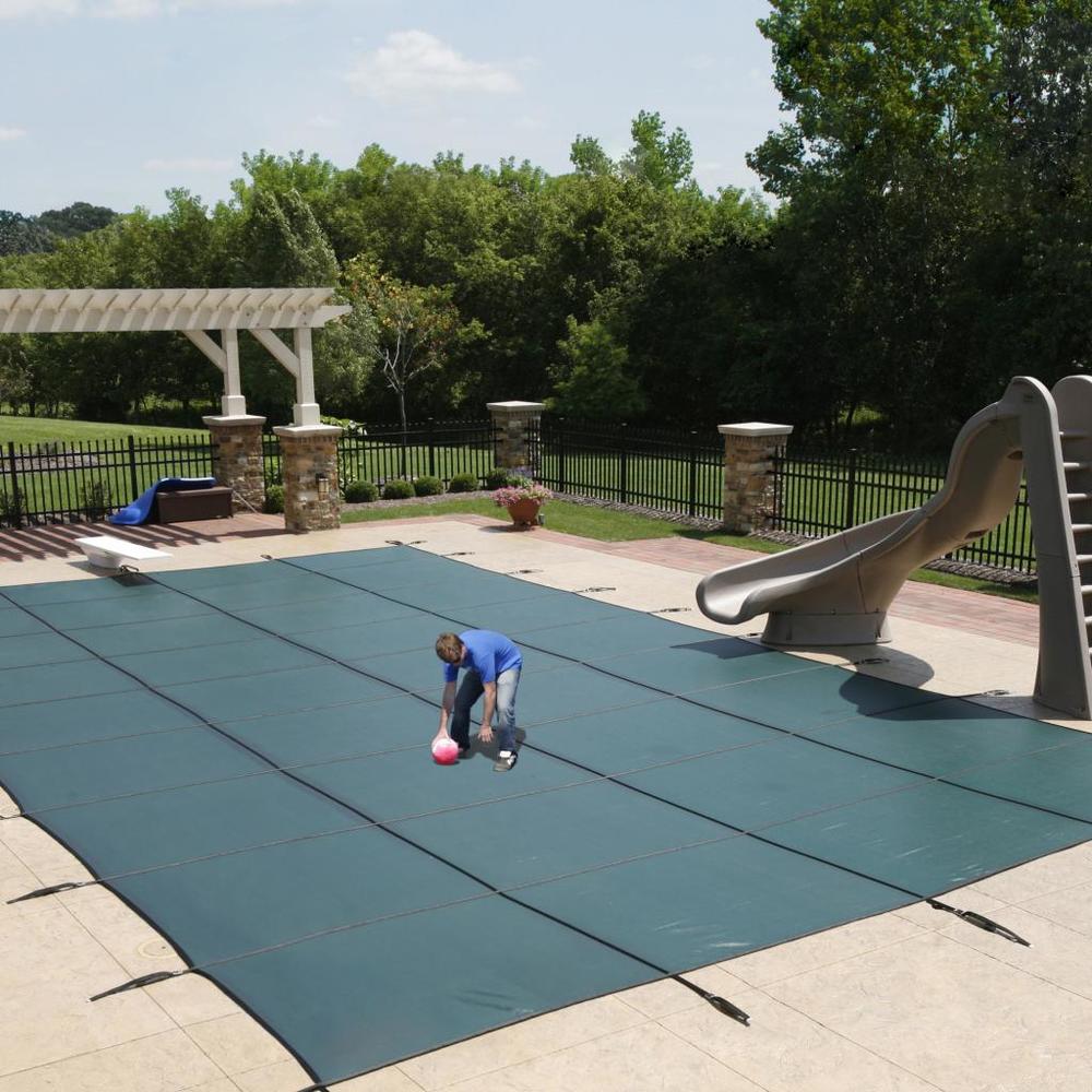 Blue Wave Green Rectangular In Ground Pool Safety Cover in Assorted Sizes
