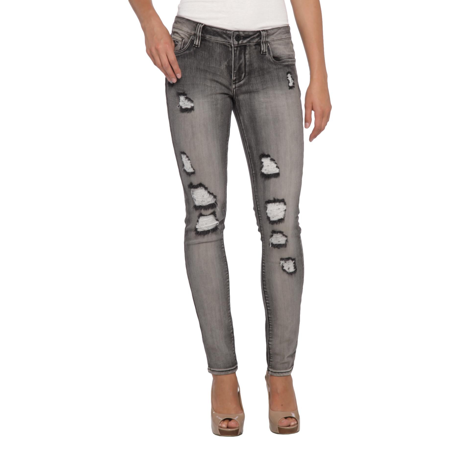 Dollhouse Junior's Deconstructed Skinny Jeans
