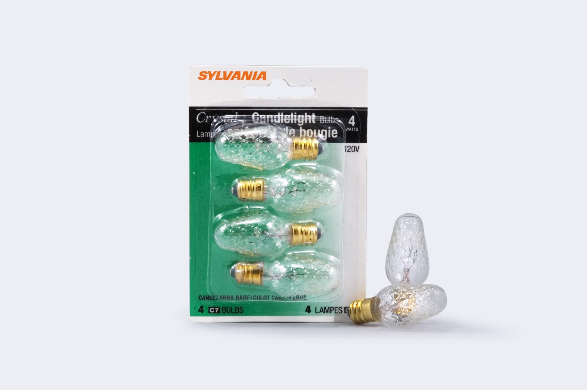 Sylvania Crystal Incandescent Night Light Lamp C7Candelabra Base Line