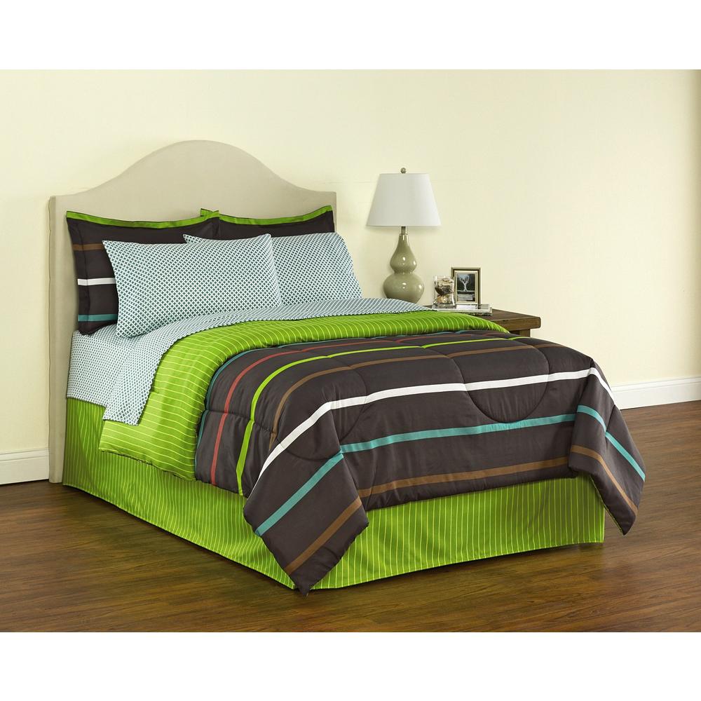 Essential Home Complete Bed Set Bright Stripes