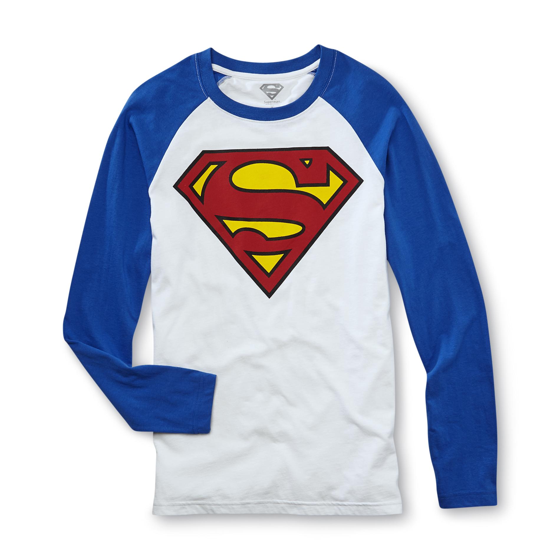 DC Comics Superman Young Men's Baseball Raglan Graphic T-Shirt