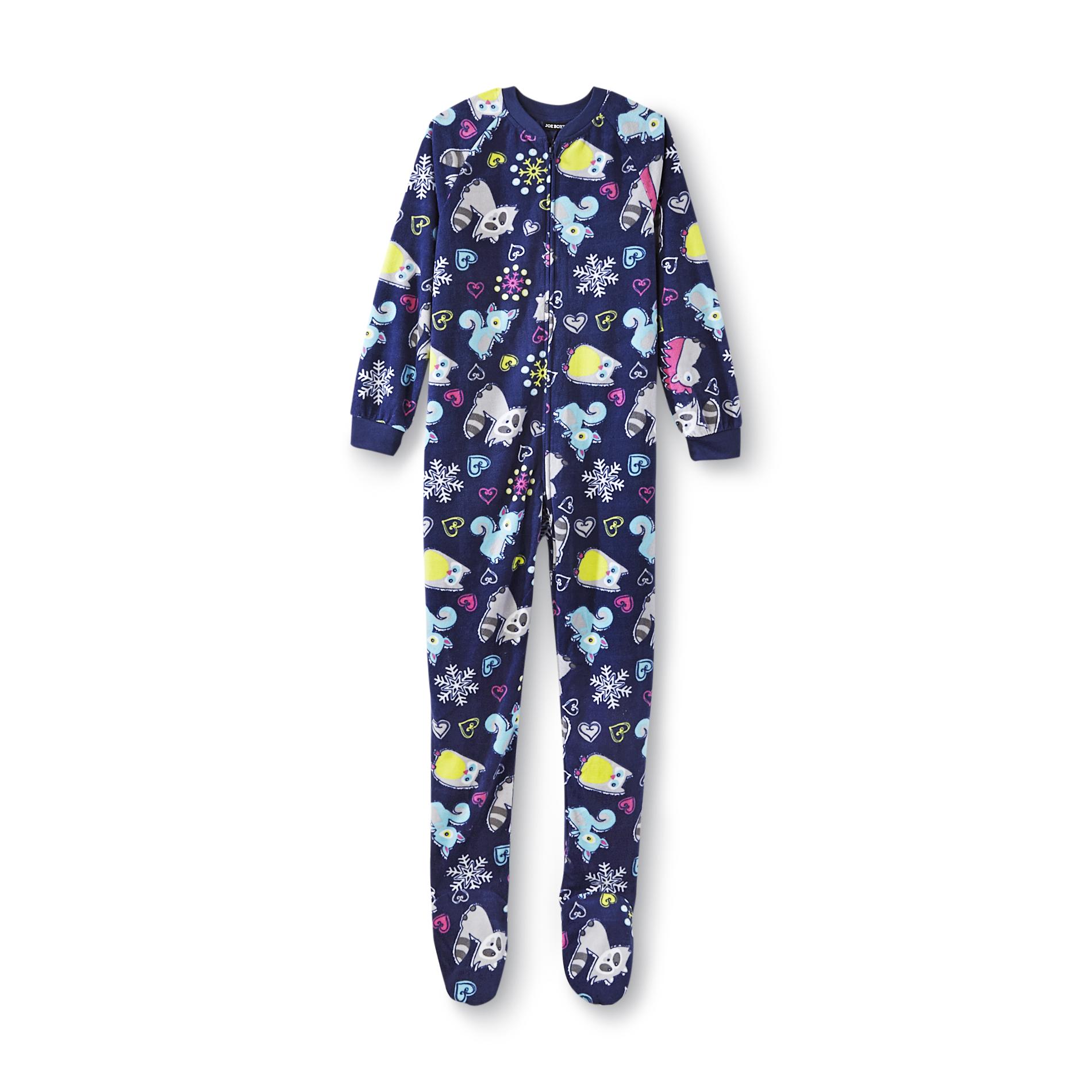 Joe Boxer Girl's Footie Pajamas Foxes & Owls