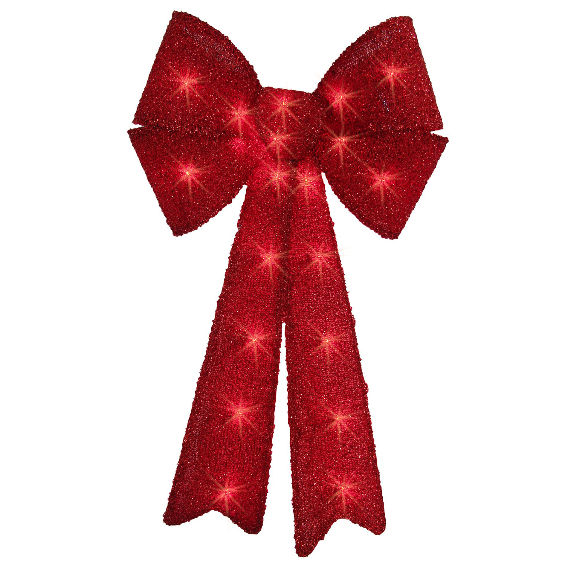 Trimming Traditions Christmas Decorations - Tinsel Icon Red Lighted Tinsel Bow  24 in.