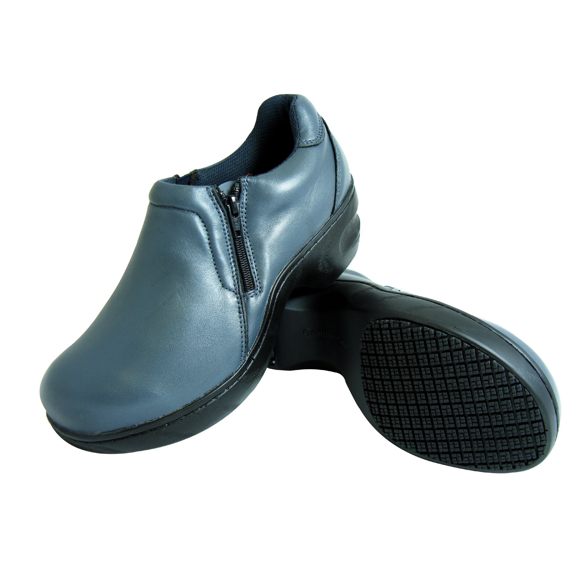 Genuine Grip Women Slip-Resistant Slip on Zipper Work Shoes #464 Pewter