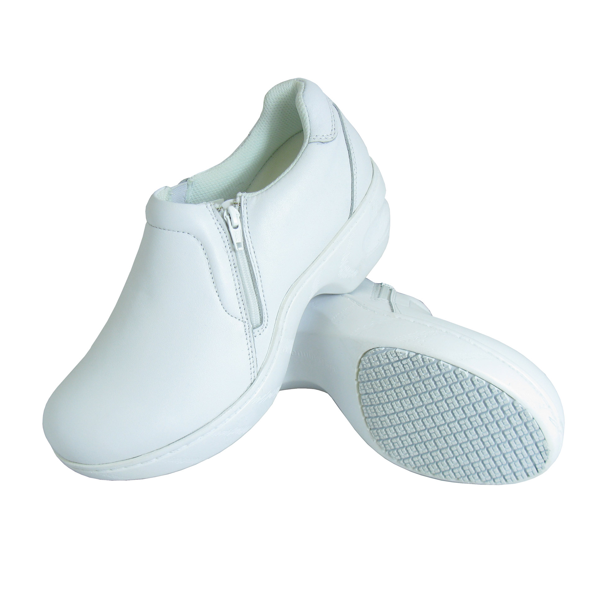 Genuine Grip Women Slip-Resistant Slip on Zipper Work Shoes 465 White