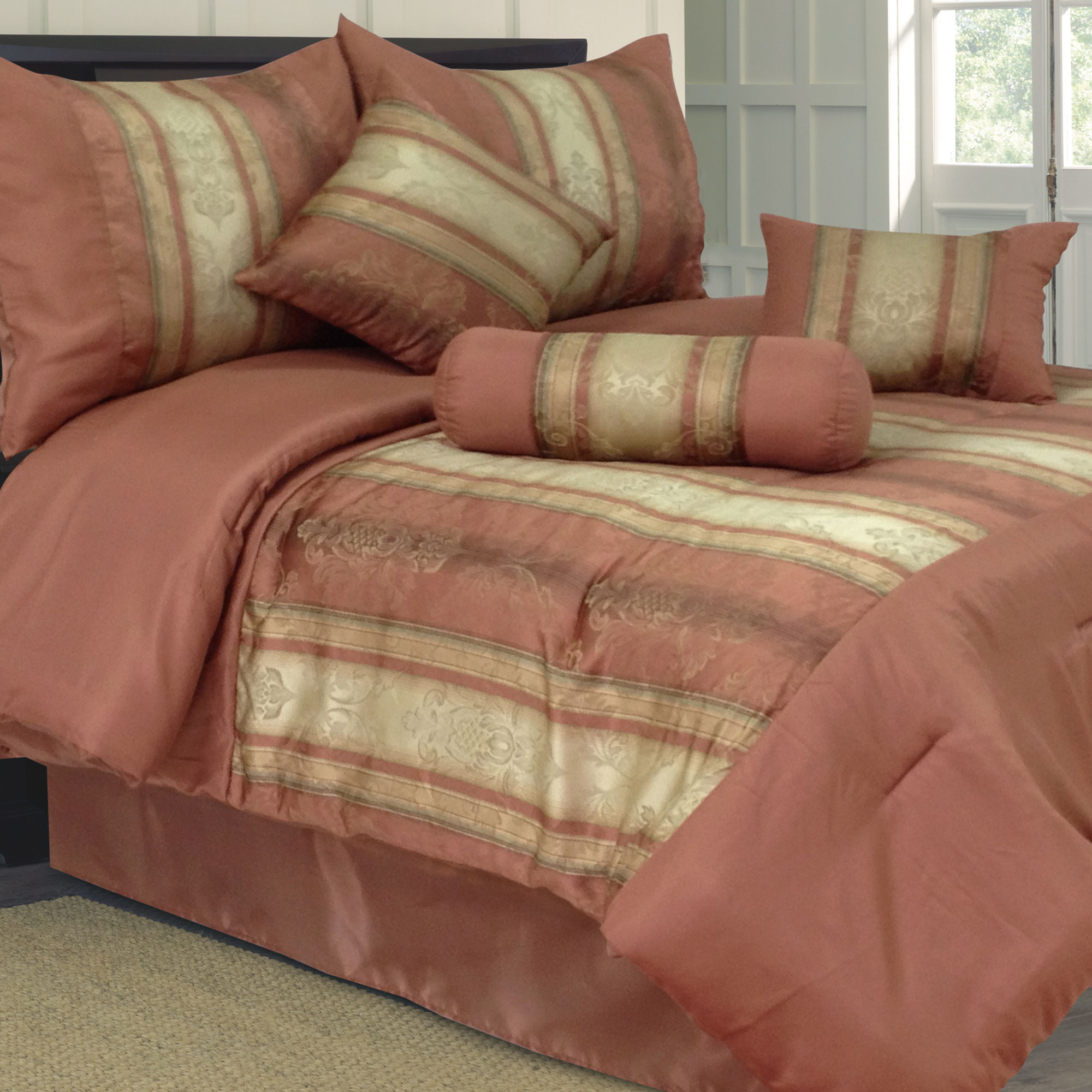 Lavish Home 7 Piece Kendall Jacquard Comforter Set