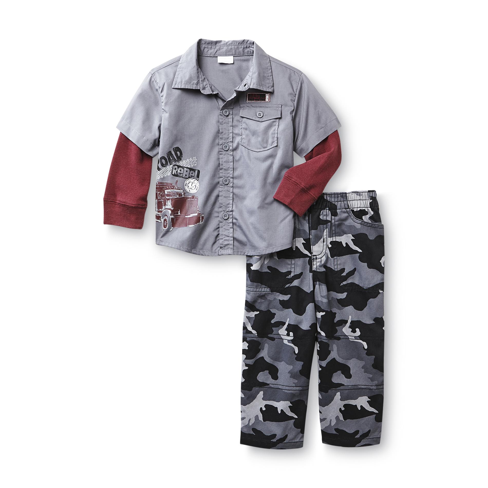 WonderKids Infant & Toddler Boy's Thermal Long-Sleeve Shirt & Twill Pants - Camo & Truck