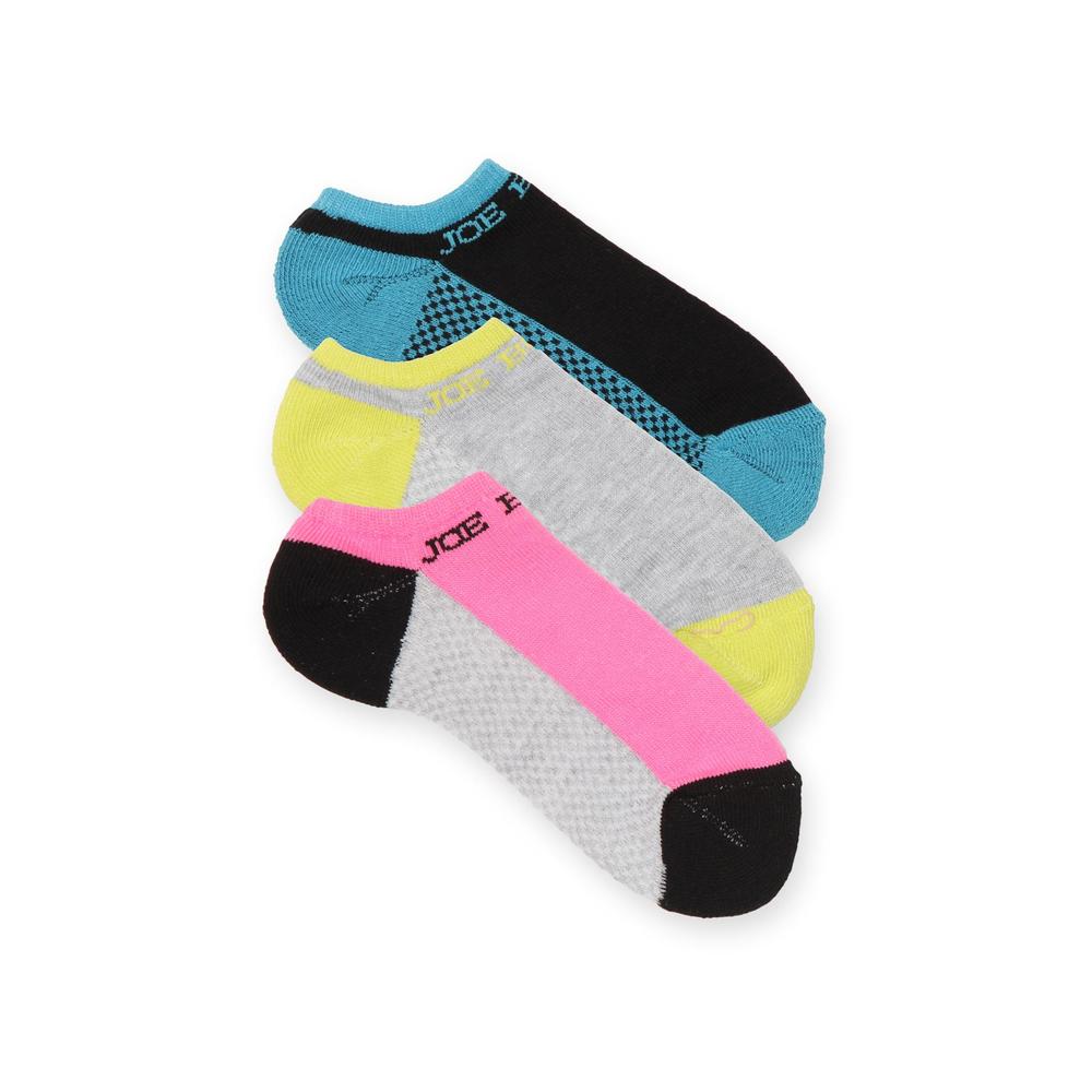 Joe Boxer Women's 3-Pairs No-Show Athletic Socks - Colorblock