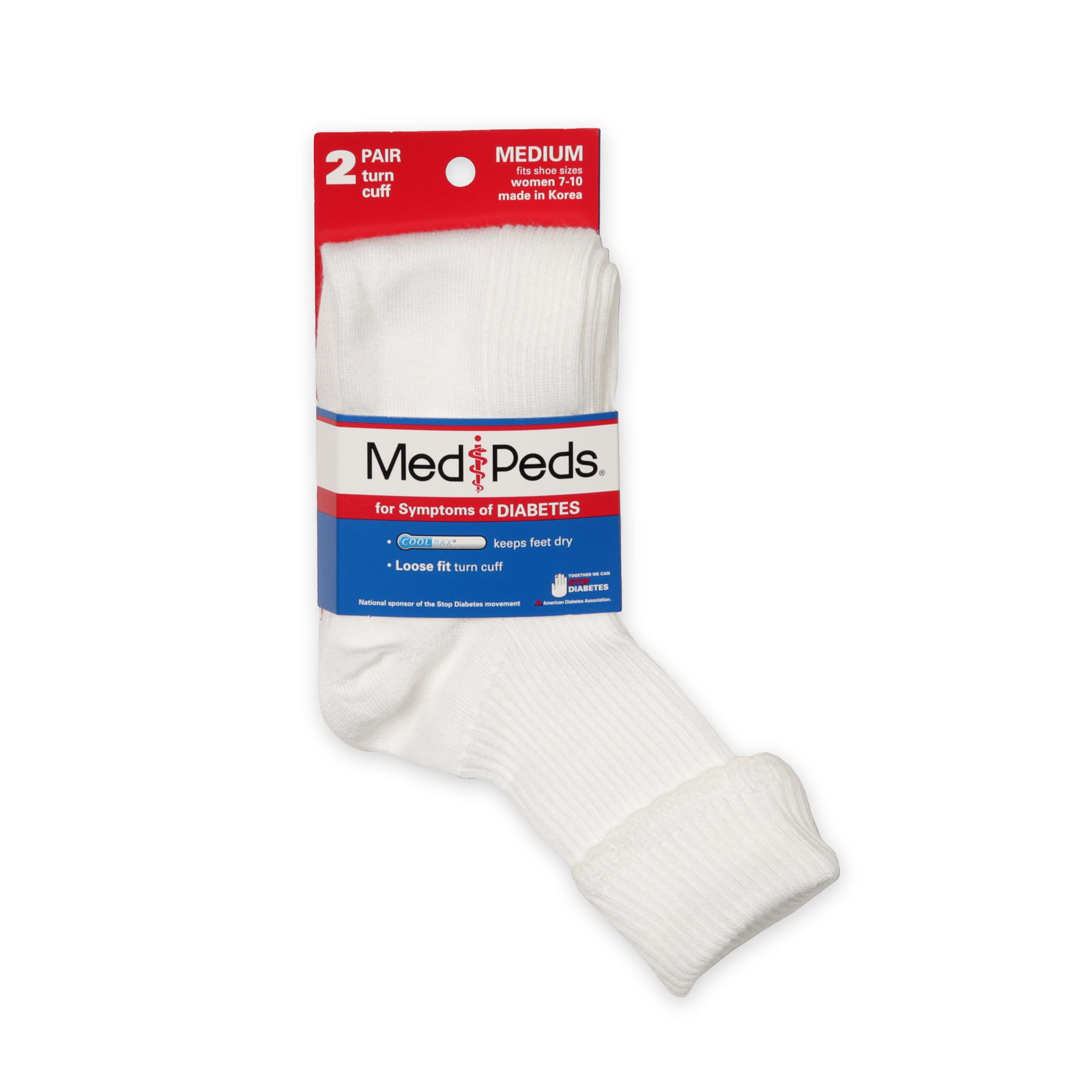 MediPeds Diabetic Turn Cuff Sock 2 Pr
