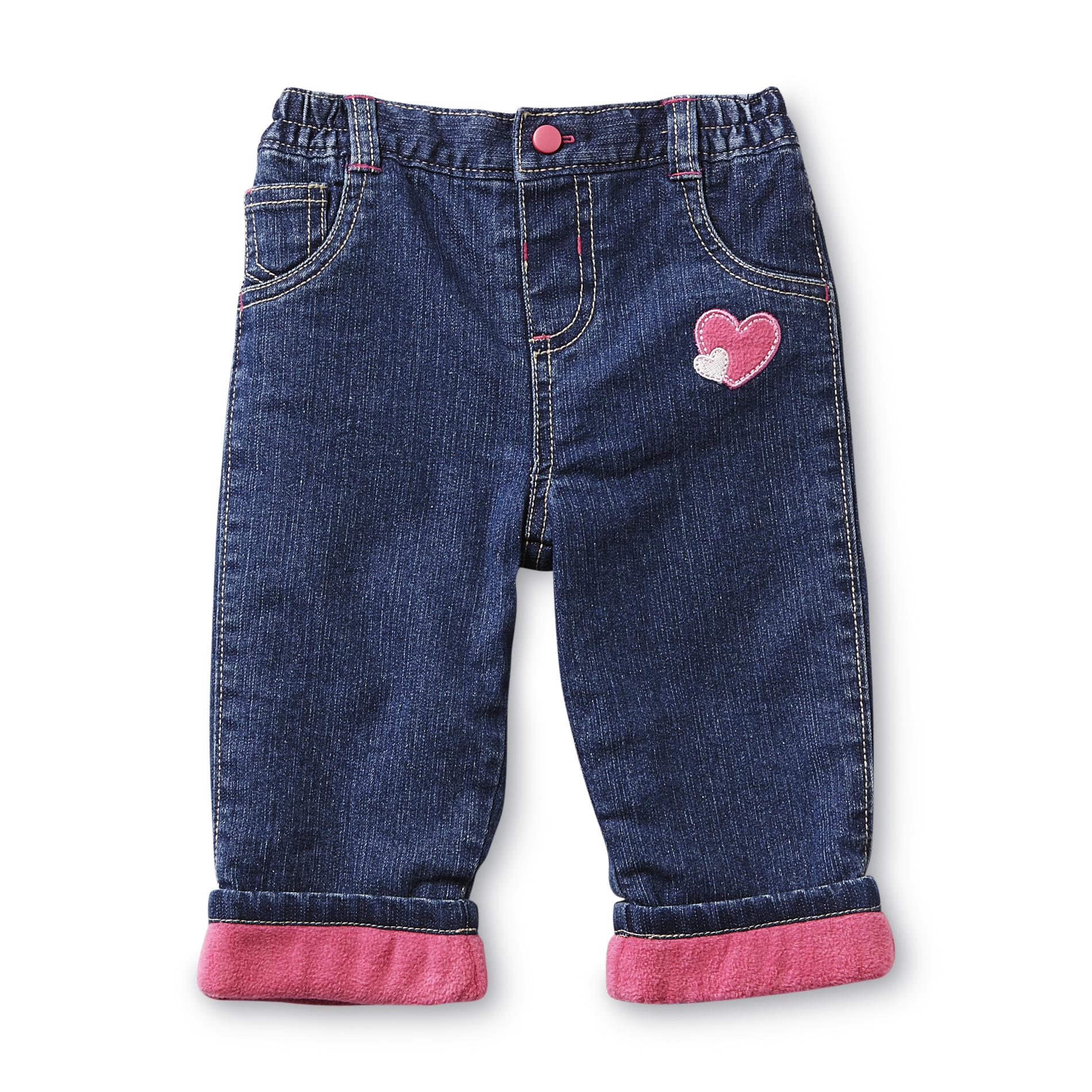 Small Wonders Infant Girl's Embroidered Fleece-Lined Jeans - Hearts