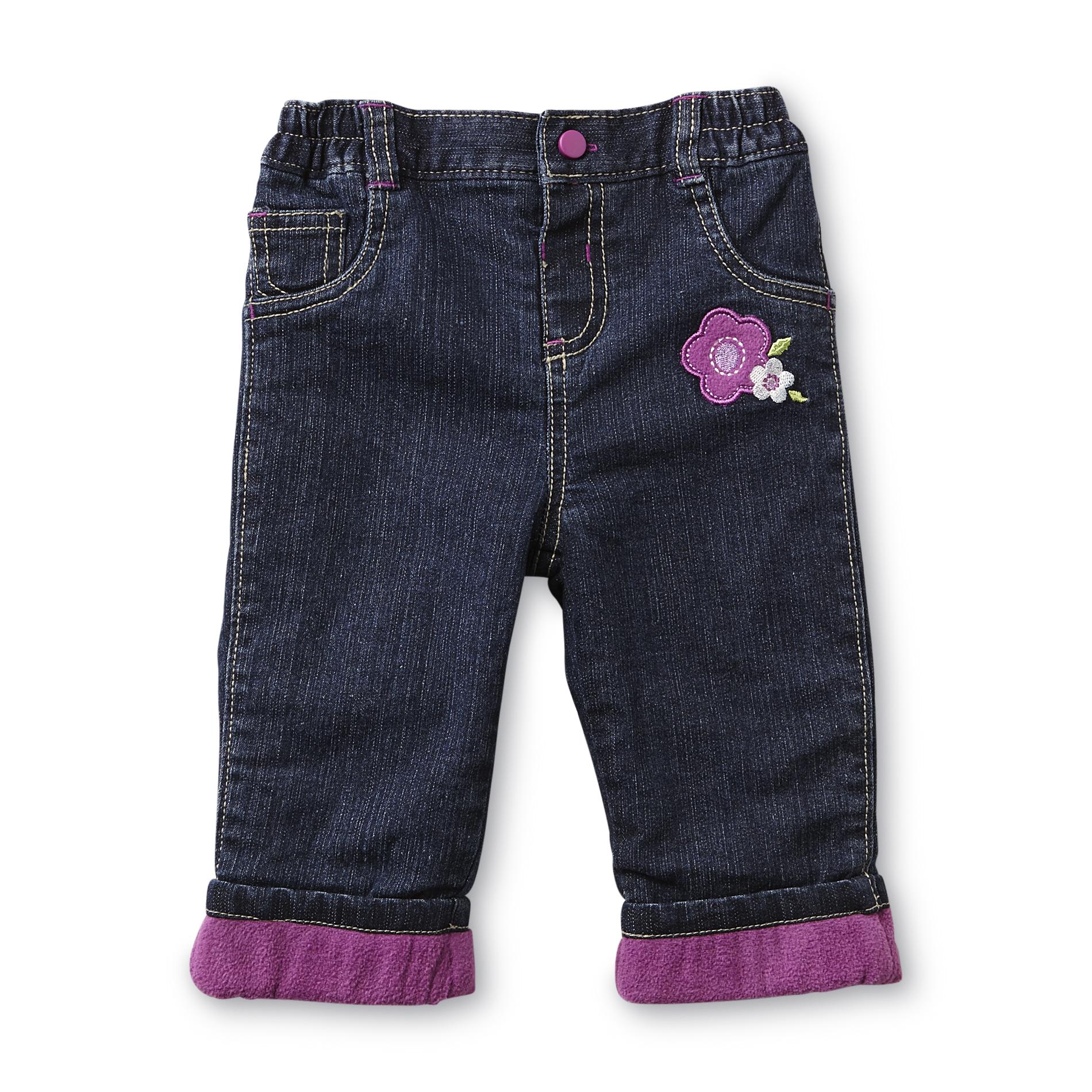 Small Wonders Infant Girl's Embroidered Fleece-Lined Jeans - Flowers