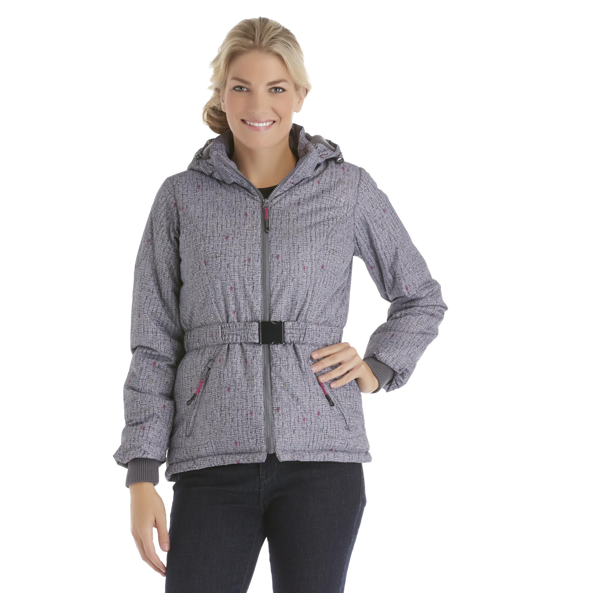 Athletech Women's Belted Puffer Jacket - Tweed Print