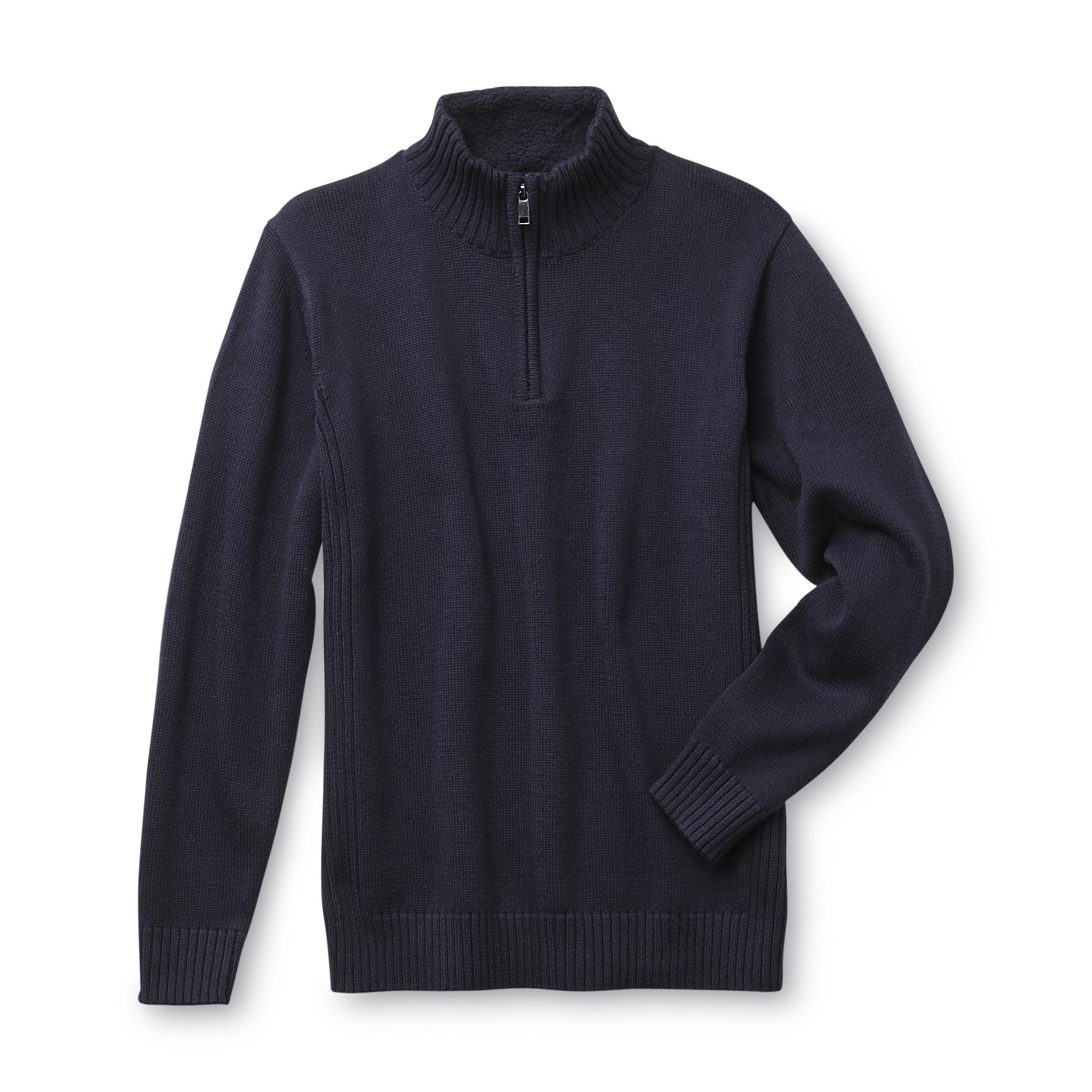 Basic Editions Boy's Half-Zip Mock Neck Sweater