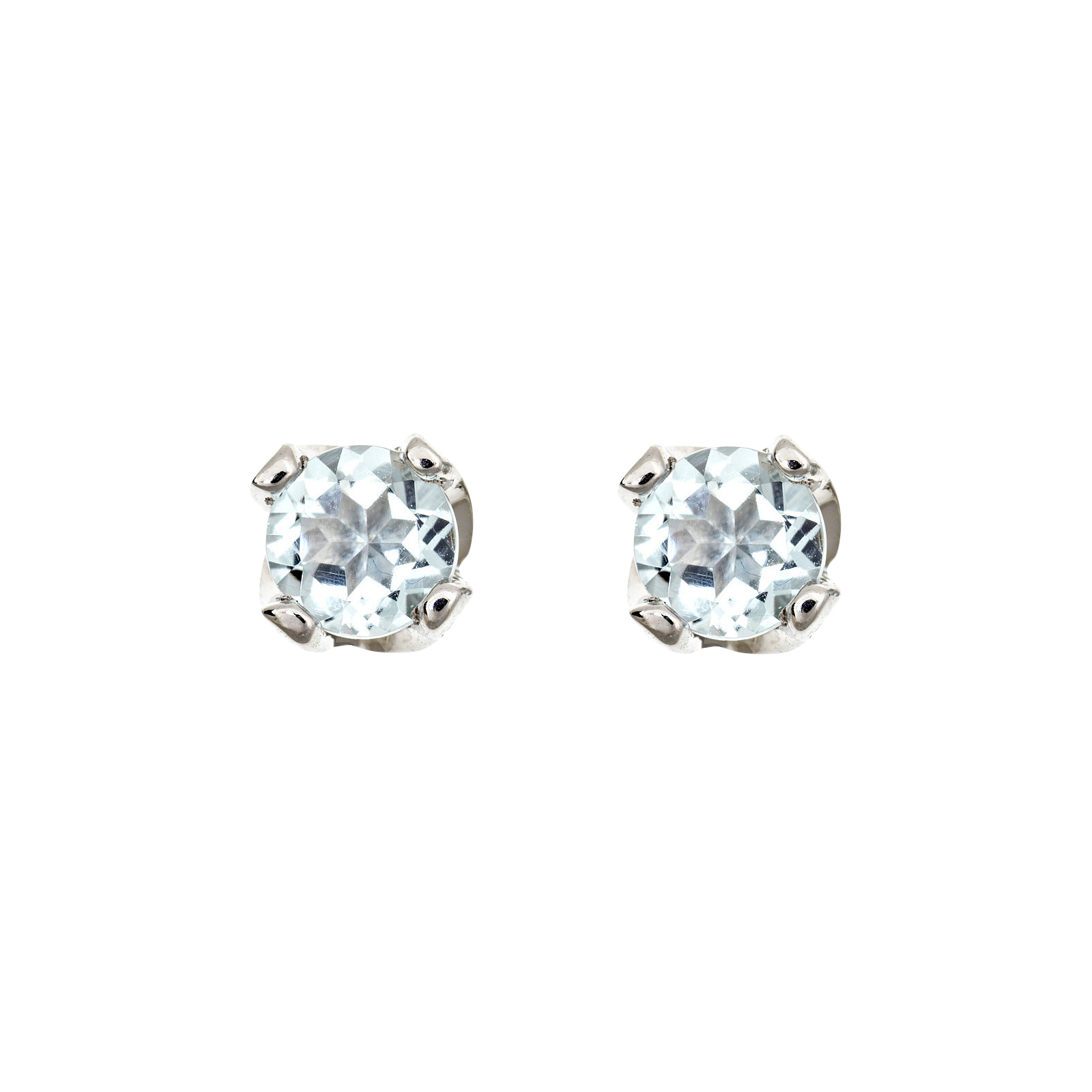 Ladies Sterling Silver Genuine Gemstone and Diamond Accent Stud Earrings