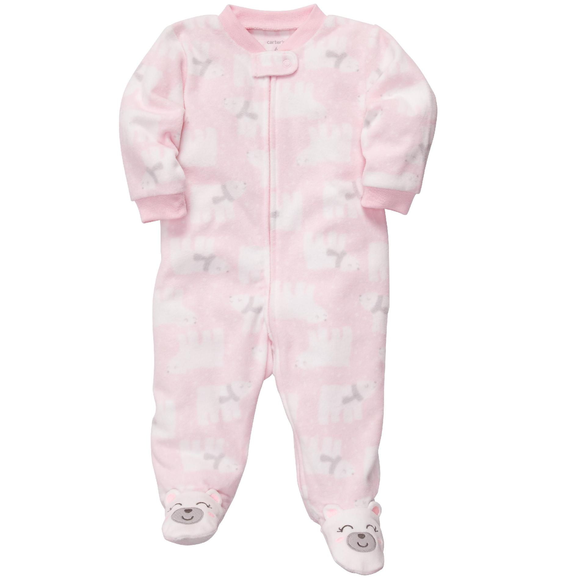 Disney Baby Winnie the Pooh Newborn Girl's Fleece Sleeper Pajamas ...