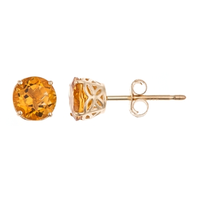 Ladies 14K Yellow Gold 5 mm Round Genuine Gemstone Earrings