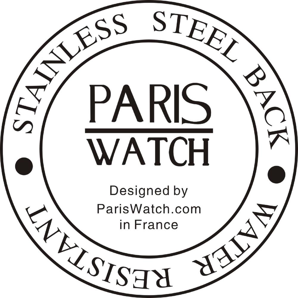 ParisWatch.com 18K Gold Overlay 1Ct Diamond manmade Woman in Black Silicone Calendar Quartz Date Designed in France