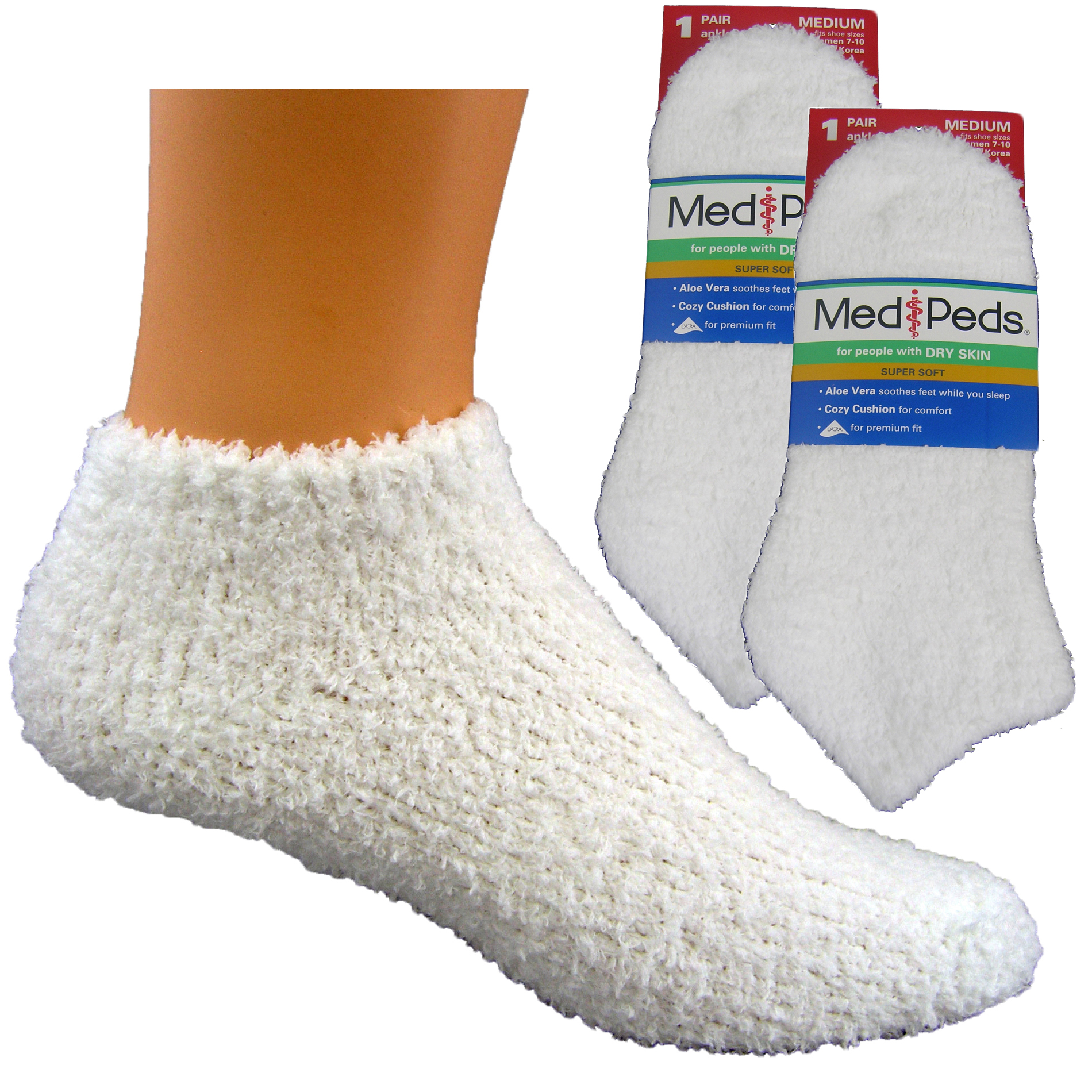 MediPeds Moisturizing Womens Aloe Infused Socks - 2 pr