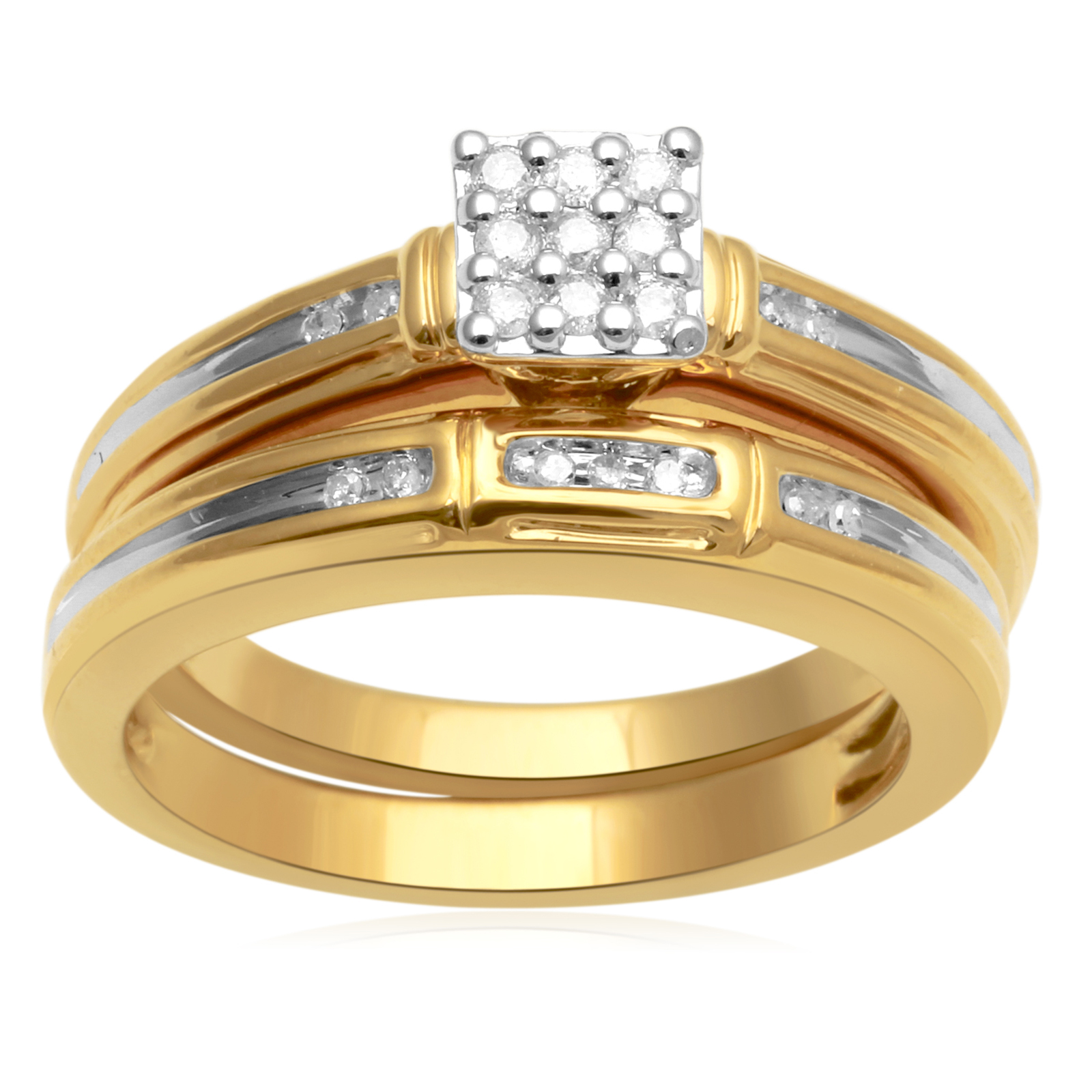 Eternal Treasures 1/7ct Gold over Silver Women's Diamond Bridal Set