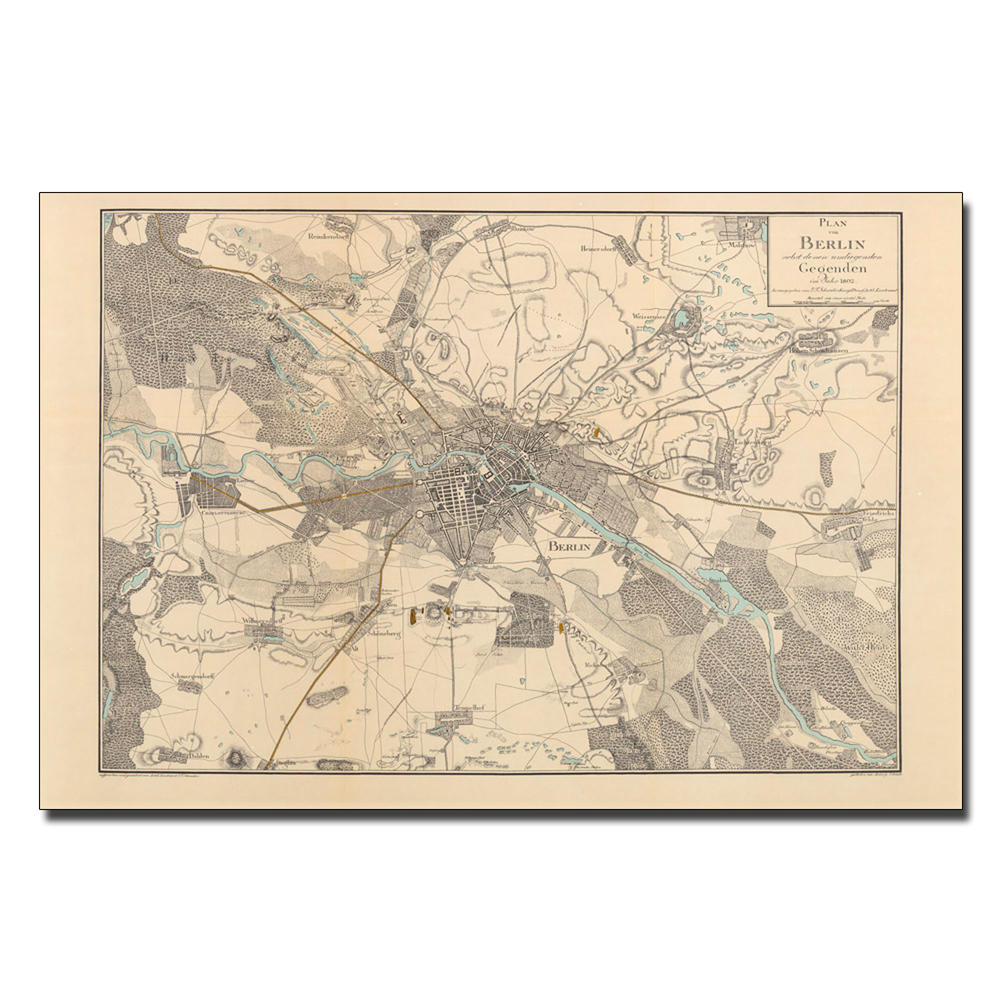 Trademark Global Schneider 'Map of Berlin 1802' 35" x 47" Canvas Art