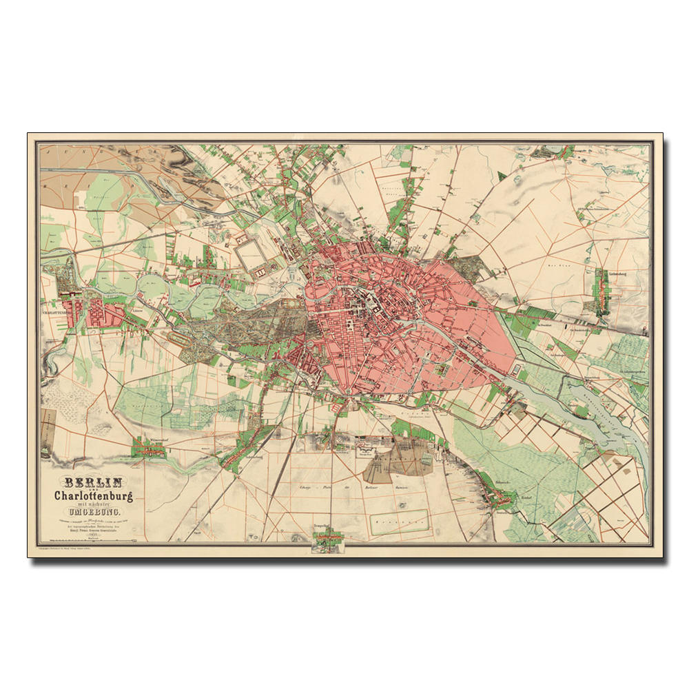 Trademark Global Map of Berlin 1857' 16" x 24" Canvas Art