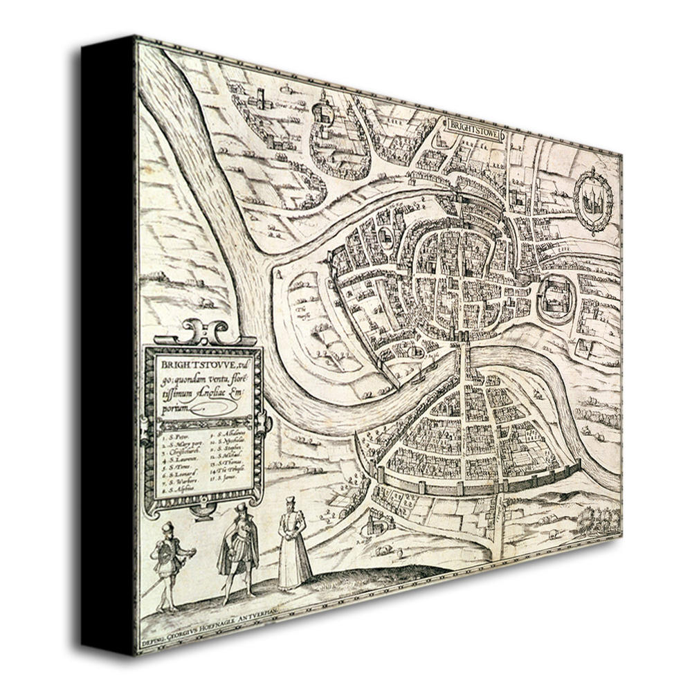 Trademark Global Braun Hogenberg 'Map of Bristol 1581' 35" x 47" Canvas Art
