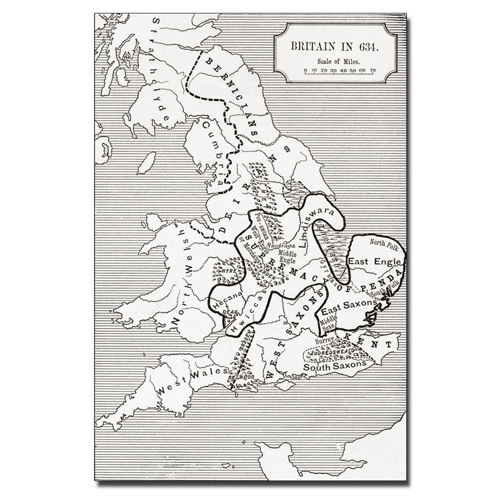 Trademark Global 'Map of Britain in 634' 16" x 24" Canvas Art