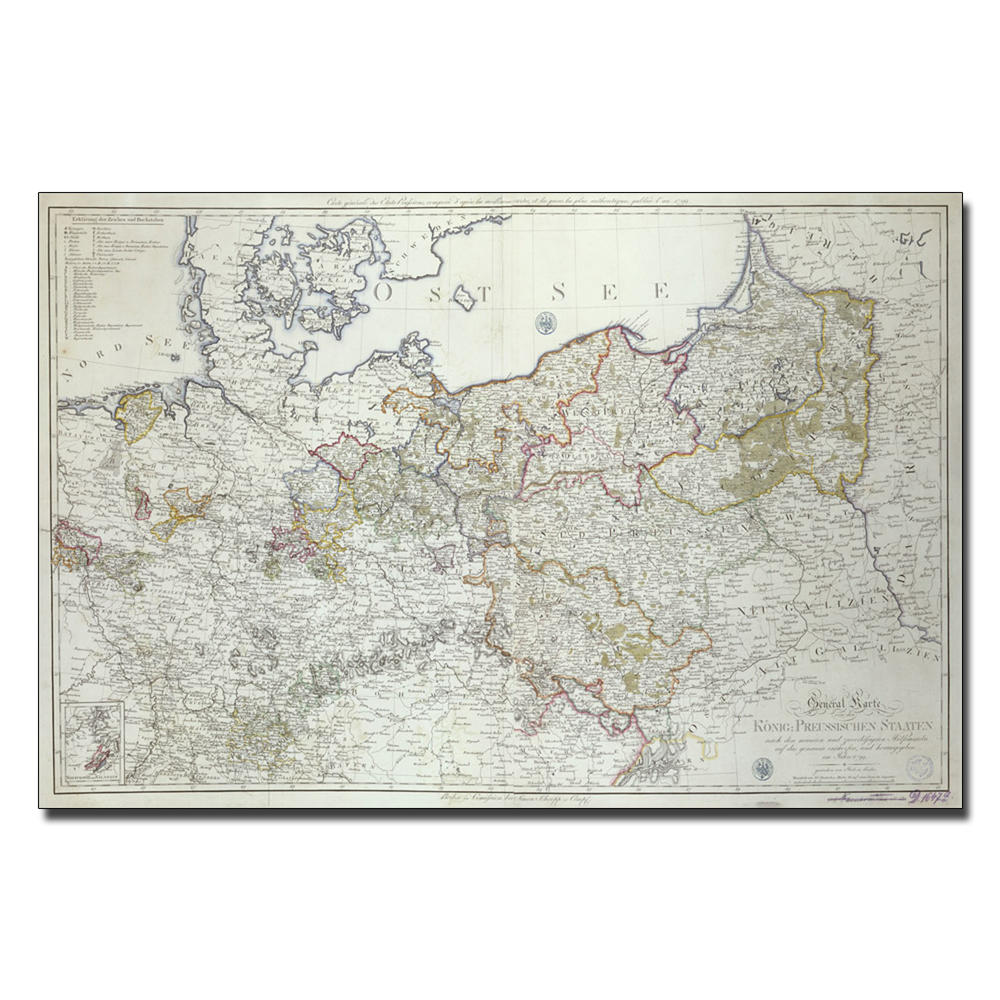 Trademark Global 'Map of the Prussian States 1799' 16" x 24" Canvas Art