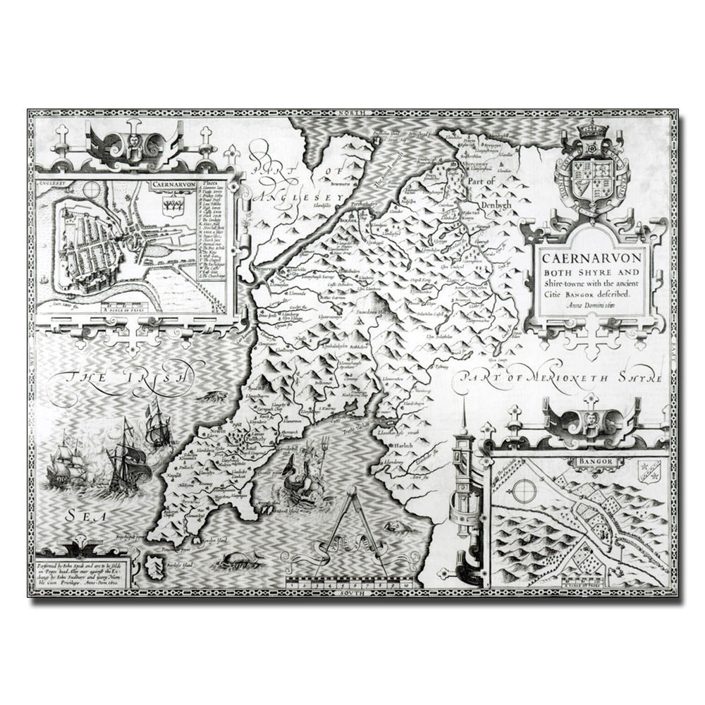 Trademark Global John Speed 'Map of Caernarvon 1616' 24" x 32" Canvas Art