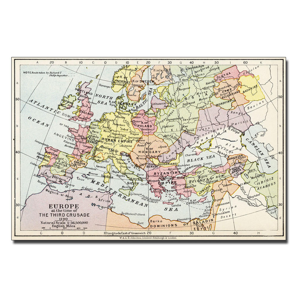 Trademark Global 'Europe at the Time of the Third Crusade 1190' 22" x 32" Canvas Art