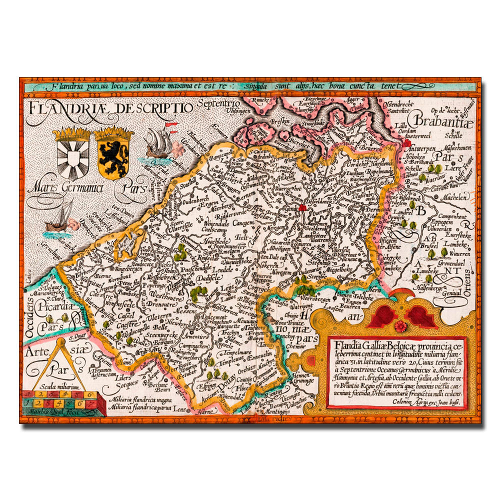 Trademark Global Johannes Bussemacher 'Map of Flanders' 18" x 24" Canvas Art