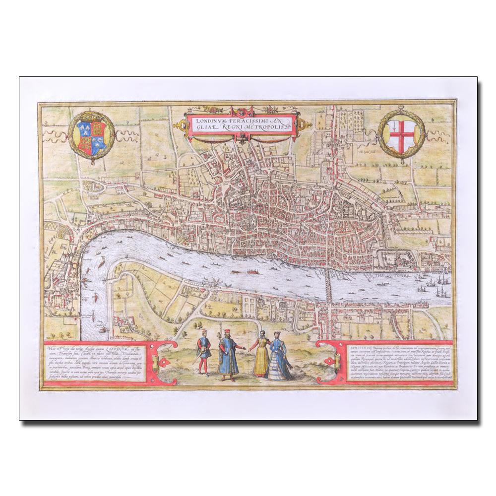 Trademark Global 'Map of London c. 1572' 24" x 32" Canvas Art