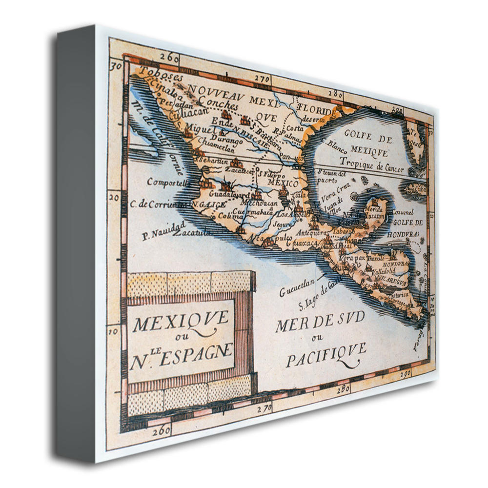 Trademark Global Map of Mexico or New Spain 1625' 18" x 24" Canvas Art