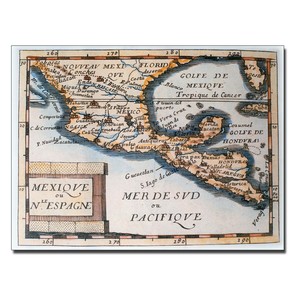 Trademark Global Map of Mexico or New Spain 1625' 35" x 47" Canvas Art