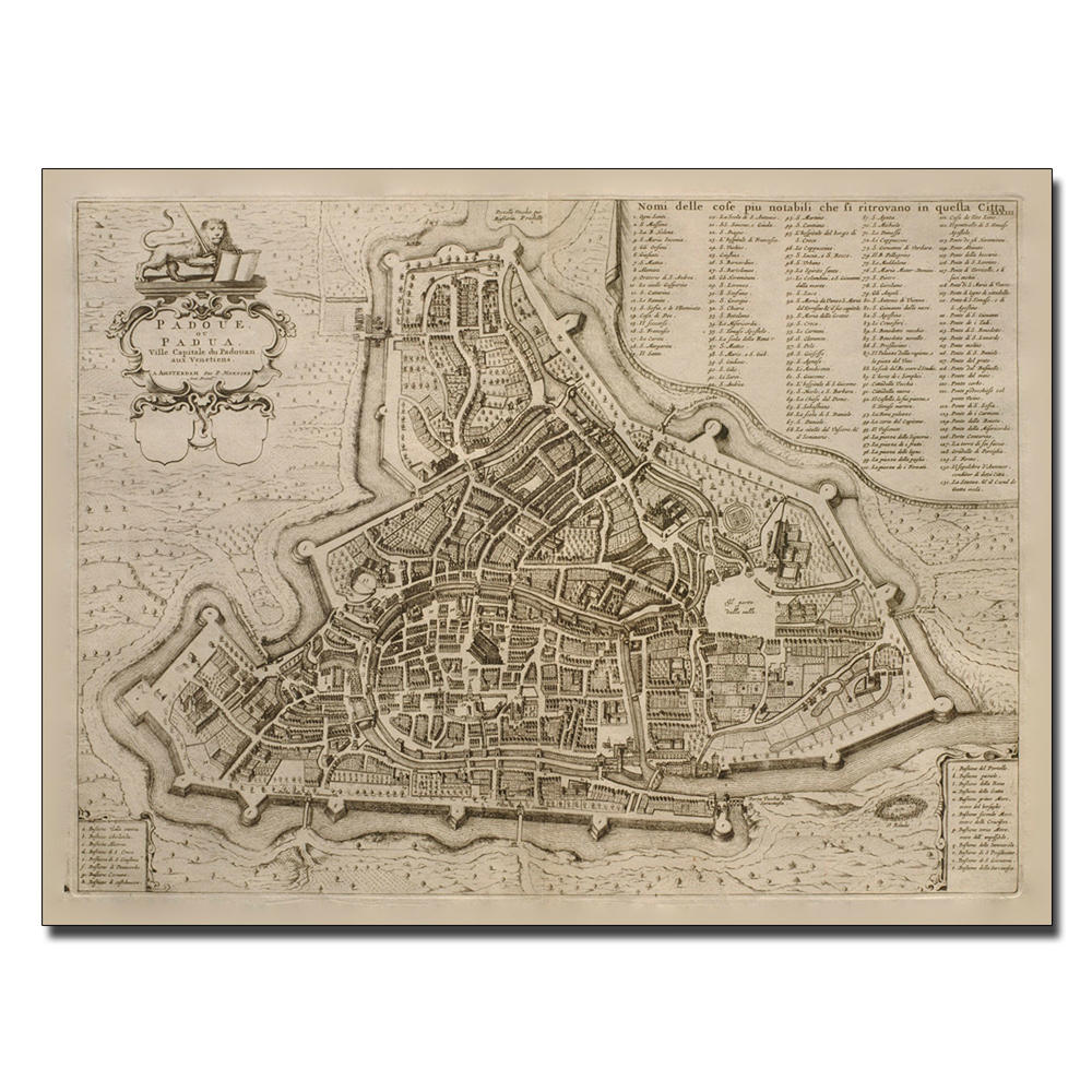 Trademark Global Pierre Mortier 'Map of Padua 1704' 26" x 32" Canvas Art
